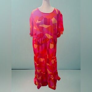 PrettyGarden Pink and Orange Geometric Dress